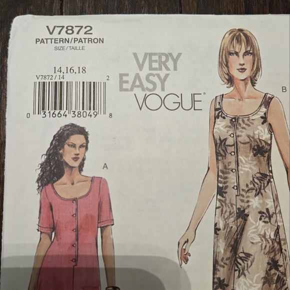 Vogue Pattern V7872 Sizes 14, 16, 18 - Picture 2 of 4